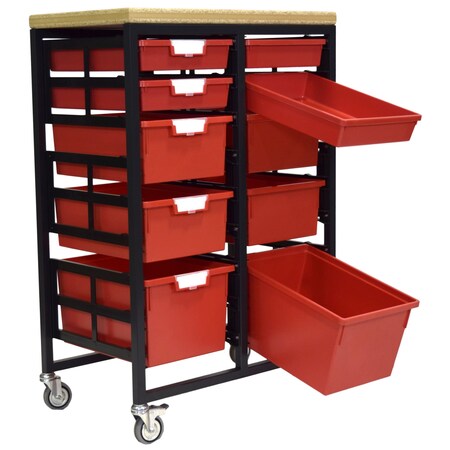 Storwerks Mobile Workbench Storage Station w/Wood Top -10 StorSystem Trays-Grey CE2102DGGC-4S4D2TLG
